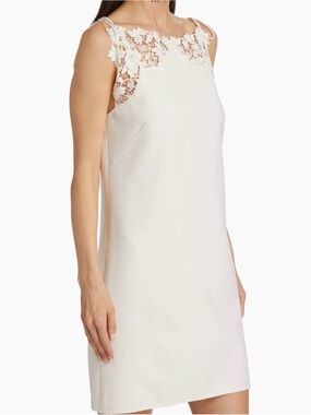 Oscar de la Renta Gardenia Guipure & Wool Minidress size 14